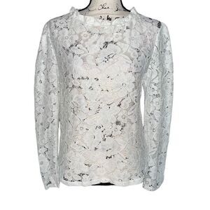 ‎OC Orderplus white lace blouse medium NWT